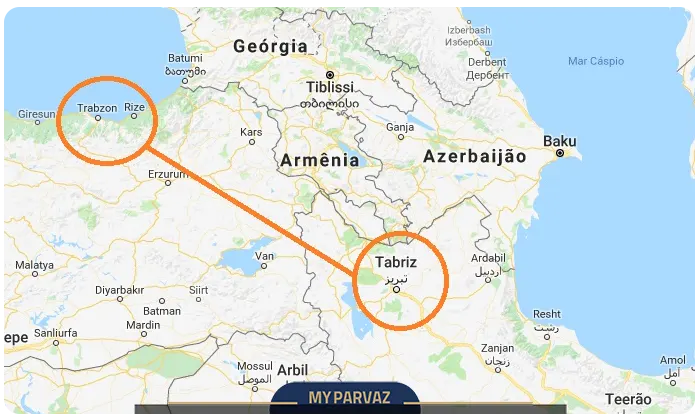 فاصله تبریز تا ترابزون